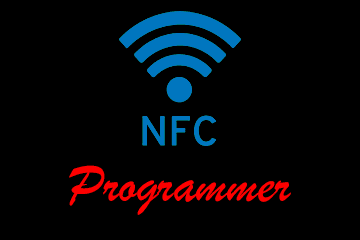 NFC-Programmer-Logo: WLAN-Symbol über dem Schriftzug NFC Programmer